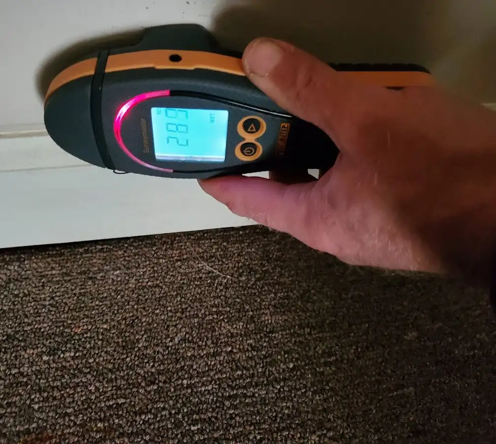 Moisture detection at baseboard during Sewage Cleanup & Sanitation in Los Alamitos